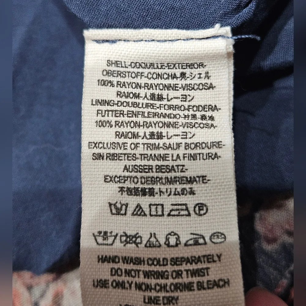 Free people Boho Paisley Blue Floral Lucky Loosey hang Swing Shift dress Large - Picture 9 of 9